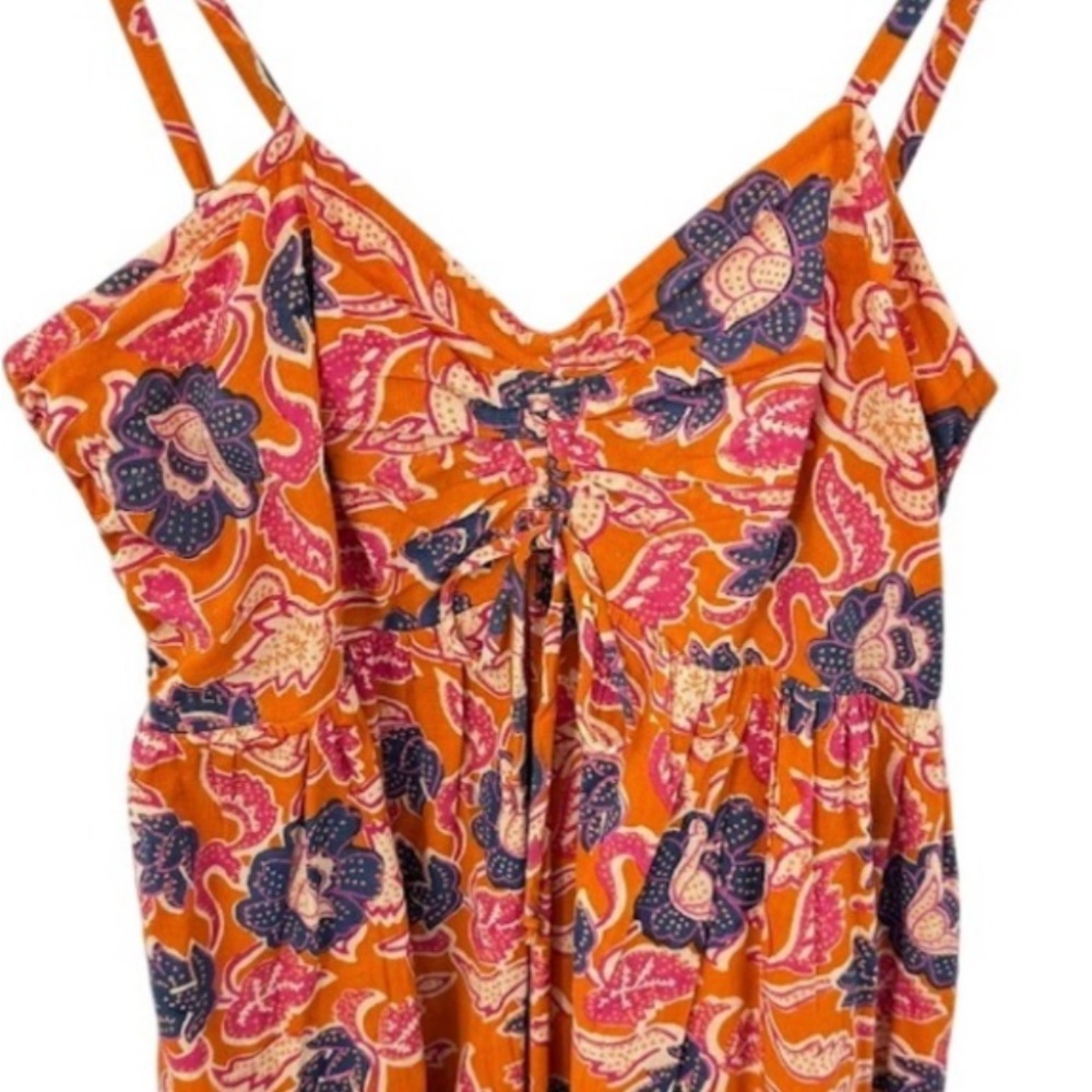 NWT Free people cleobella Orange Floral Maxi Dress with Purple Print M tropique - Picture 5 of 9